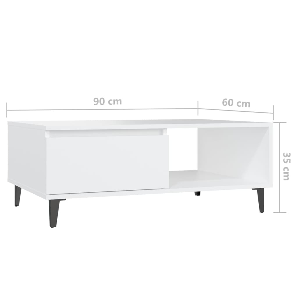 Salontafel 90x60x35 cm bewerkt hout wit is nu te koop bij PeponiXL, paradijselijk wonen!