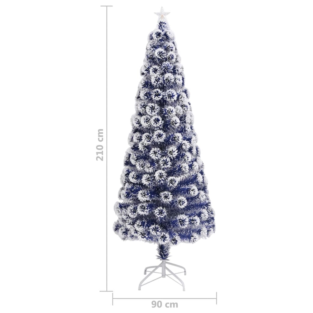 Kunstkerstboom met verlichting 210 cm glasvezel wit en blauw is nu te koop bij PeponiXL, paradijselijk wonen!