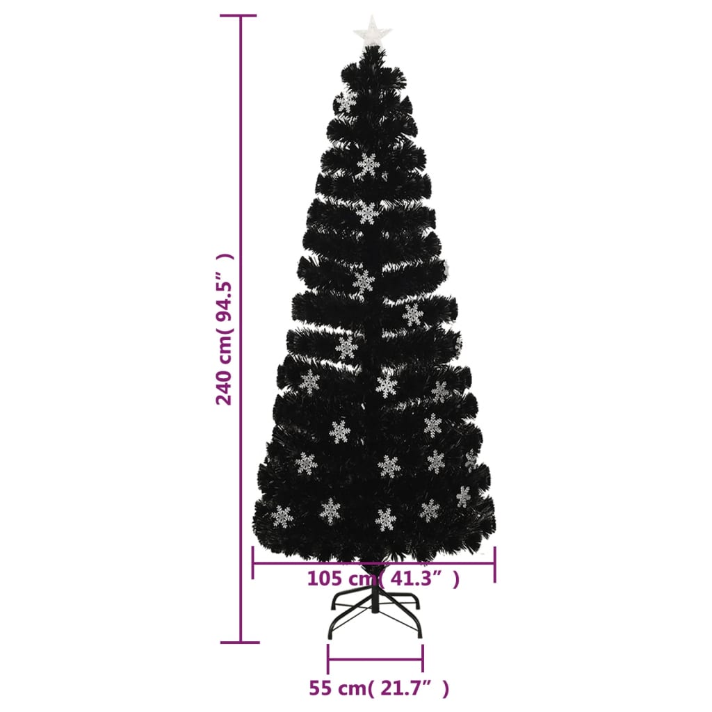 Kerstboom met LED-sneeuwvlokken 240 cm glasvezel zwart is nu te koop bij PeponiXL, paradijselijk wonen!