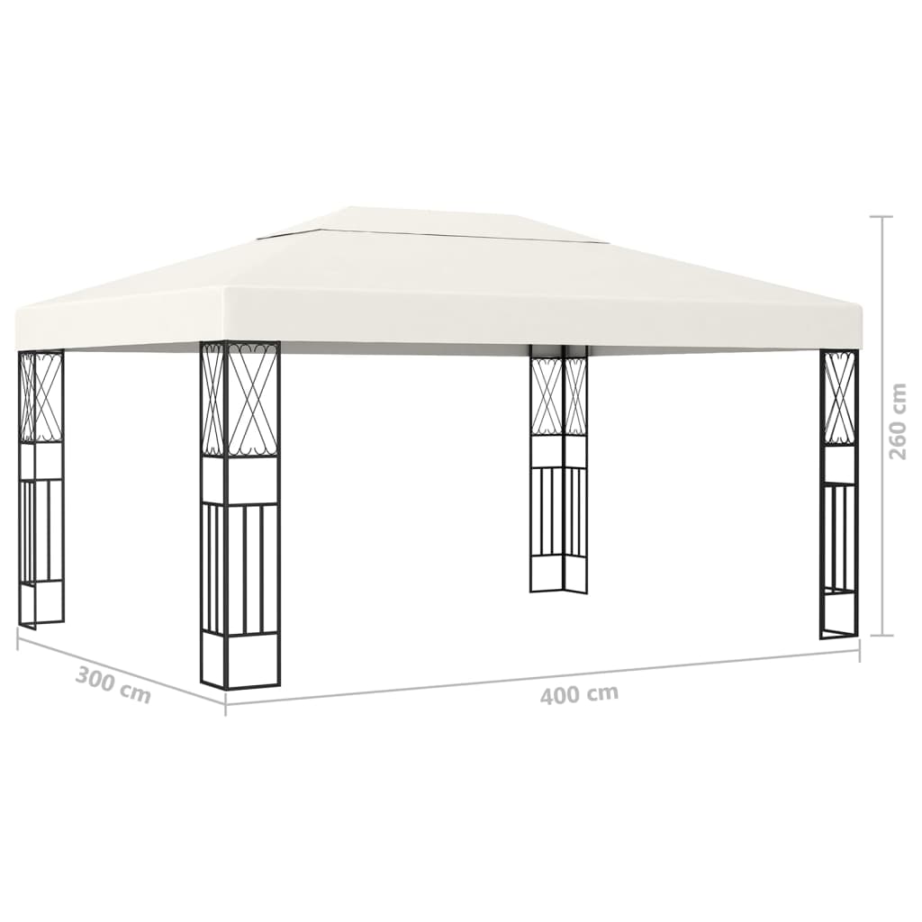 Prieel met LED-lichtslinger 3x4 m stof crèmekleurig is nu te koop bij PeponiXL, paradijselijk wonen!