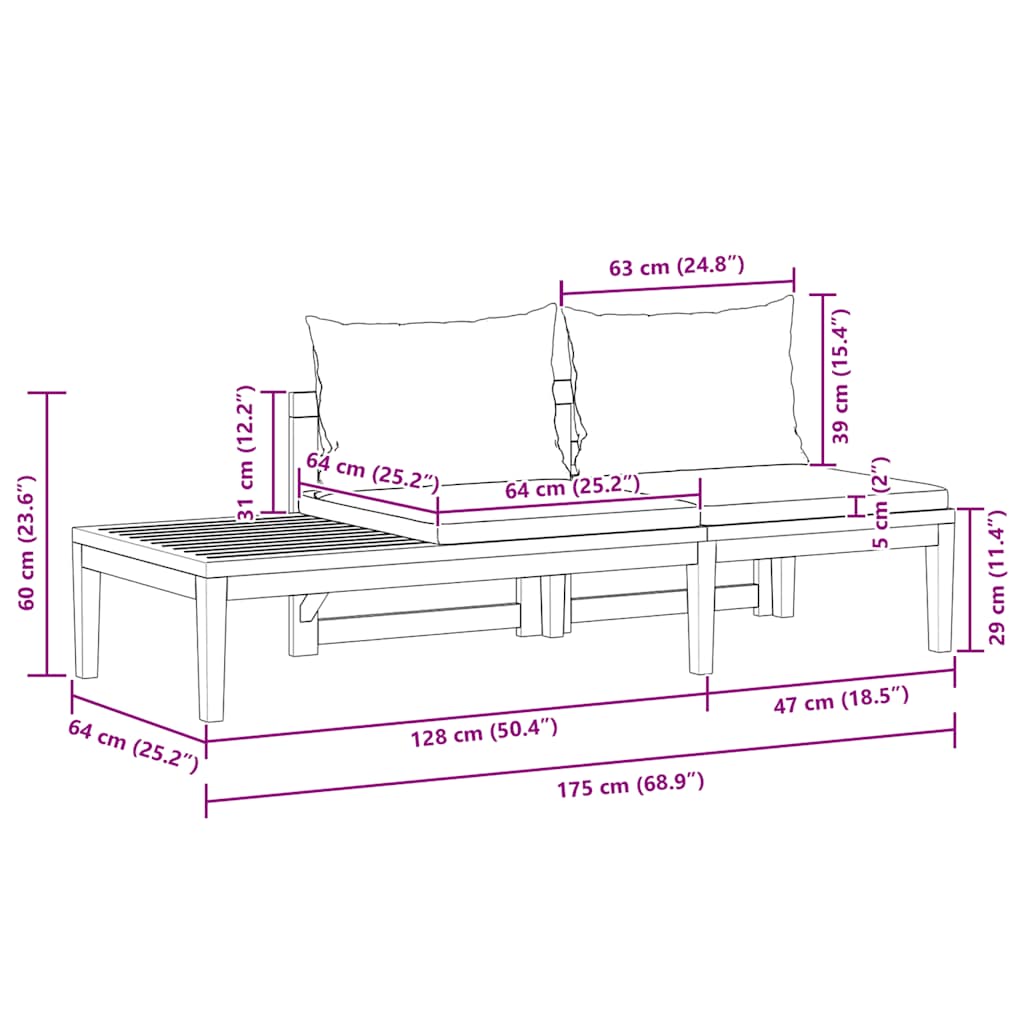 Tuinbank met tafel en donkergrijze kussens massief acaciahout is nu te koop bij PeponiXL, paradijselijk wonen!