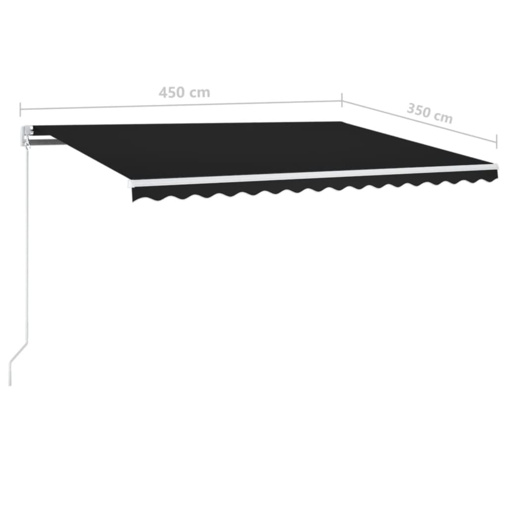 Luifel handmatig uittrekbaar met LED 450x350 cm antracietkleur is nu te koop bij PeponiXL, paradijselijk wonen!