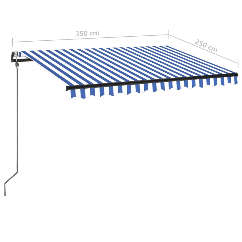 Luifel automatisch uittrekbaar 350x250 cm blauw en wit is nu te koop bij PeponiXL, paradijselijk wonen!