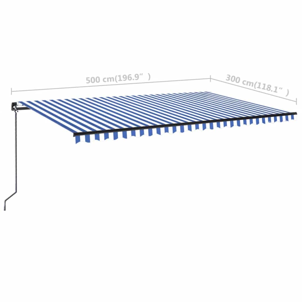 Luifel handmatig uittrekbaar met LED 500x300 cm blauw en wit is nu te koop bij PeponiXL, paradijselijk wonen!