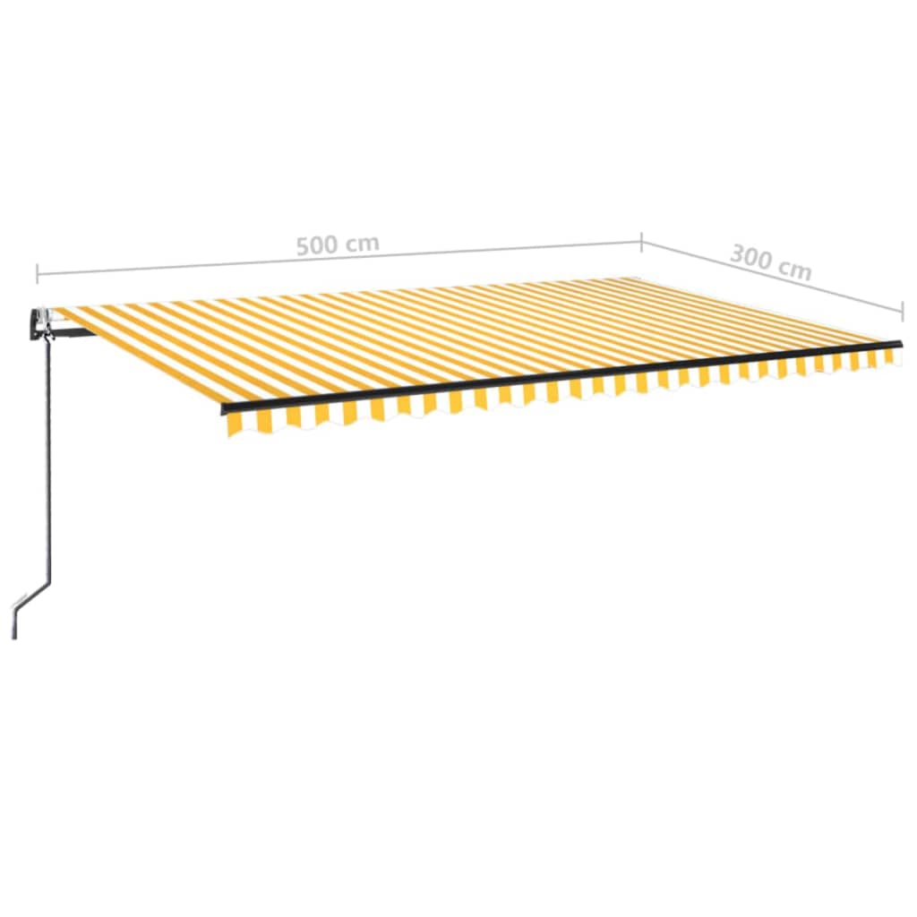 Luifel automatisch met LED en windsensor 500x300 cm geel en wit is nu te koop bij PeponiXL, paradijselijk wonen!