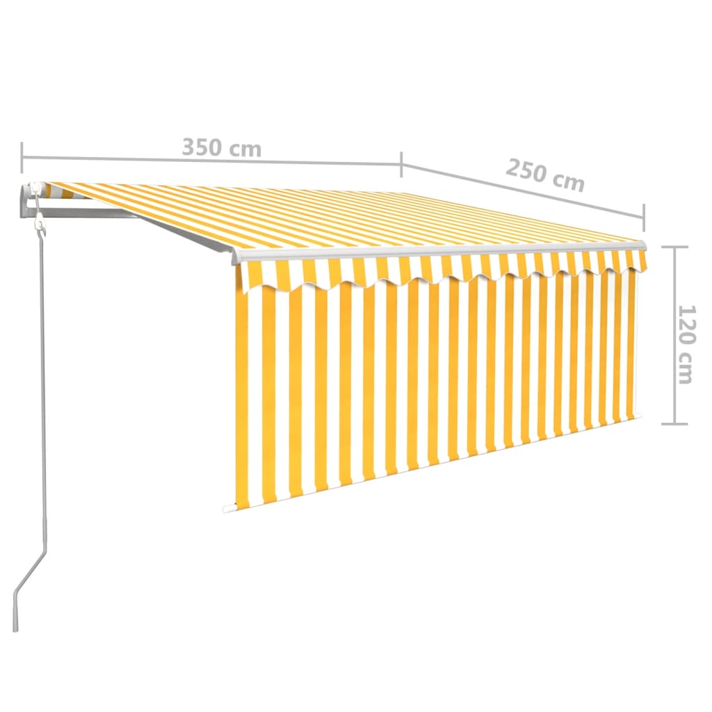 Luifel met rolgordijn, LED en windsensor 3,5x2,5 m geel en wit is nu te koop bij PeponiXL, paradijselijk wonen!