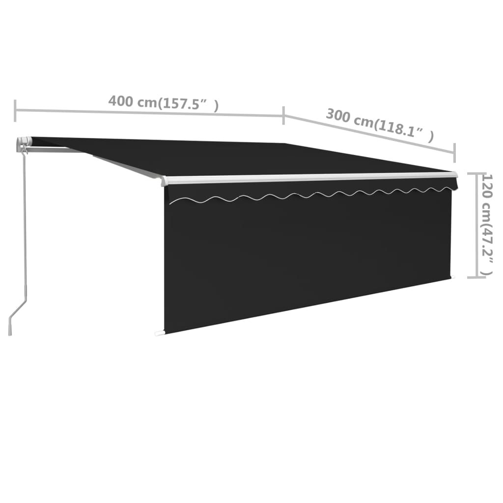 Luifel handmatig uittrekbaar met rolgordijn 4x3 m antraciet is nu te koop bij PeponiXL, paradijselijk wonen!