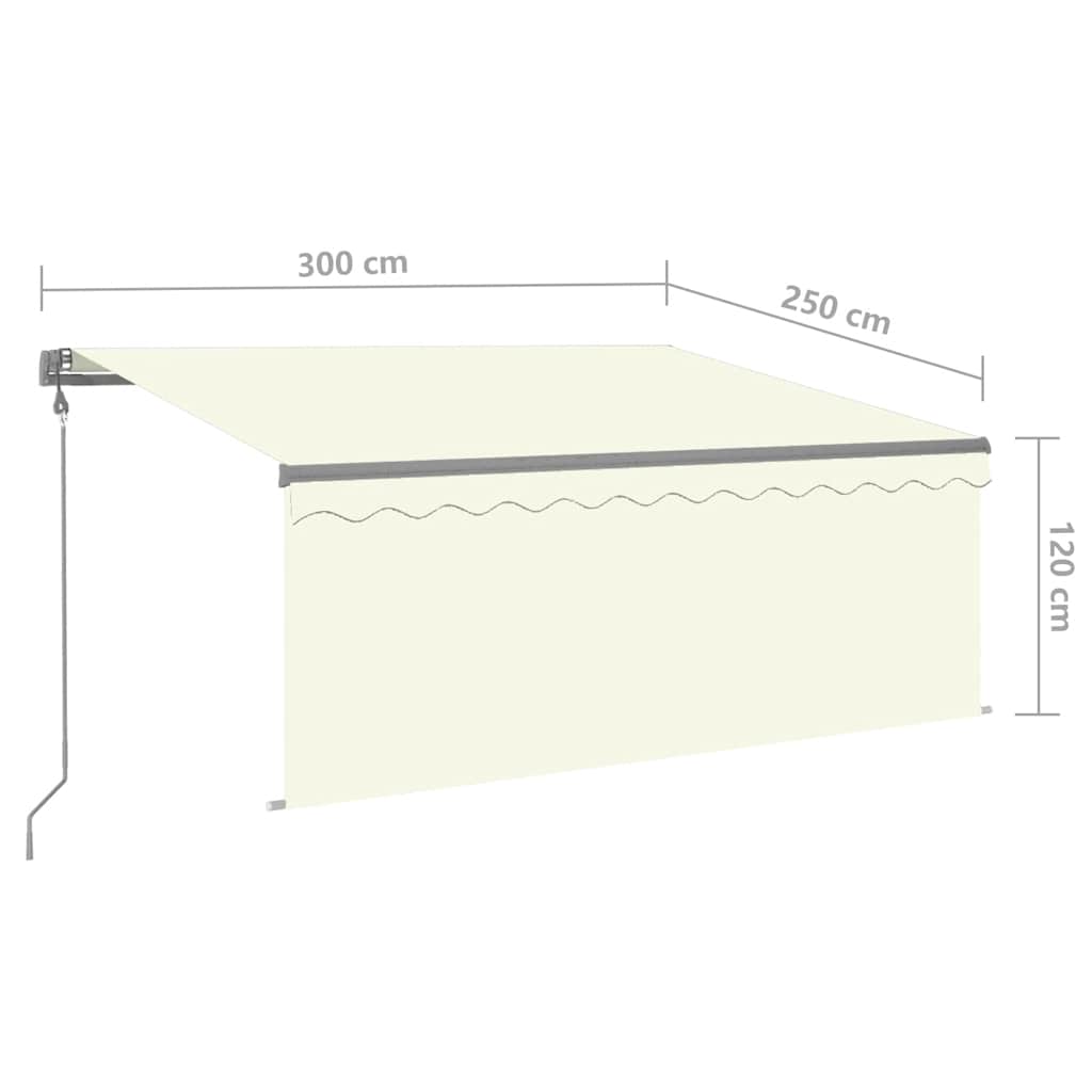 Luifel automatisch met rolgordijn LED windsensor 3x2,5 m crème is nu te koop bij PeponiXL, paradijselijk wonen!
