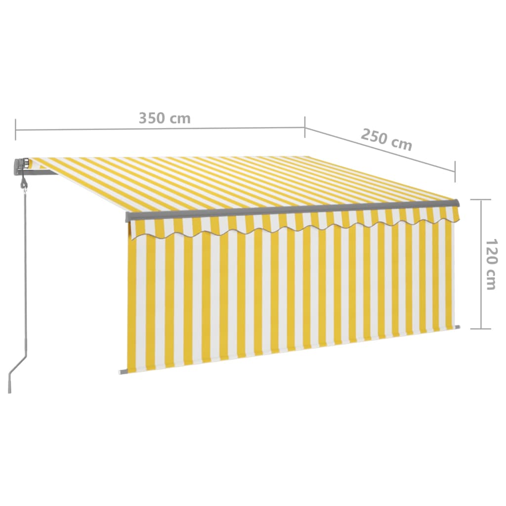 Luifel automatisch uittrekbaar rolgordijn 3,5x2,5 m geel en wit is nu te koop bij PeponiXL, paradijselijk wonen!
