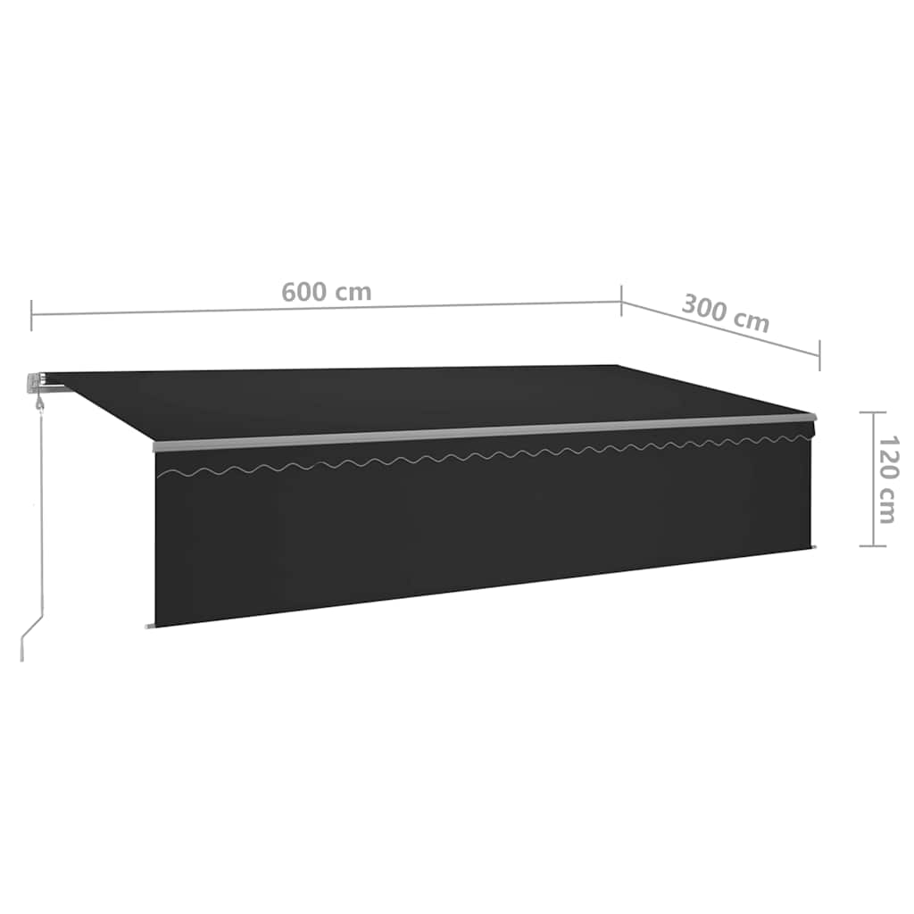 Luifel automatisch rolgordijn LED windsensor 6x3 m antraciet is nu te koop bij PeponiXL, paradijselijk wonen!