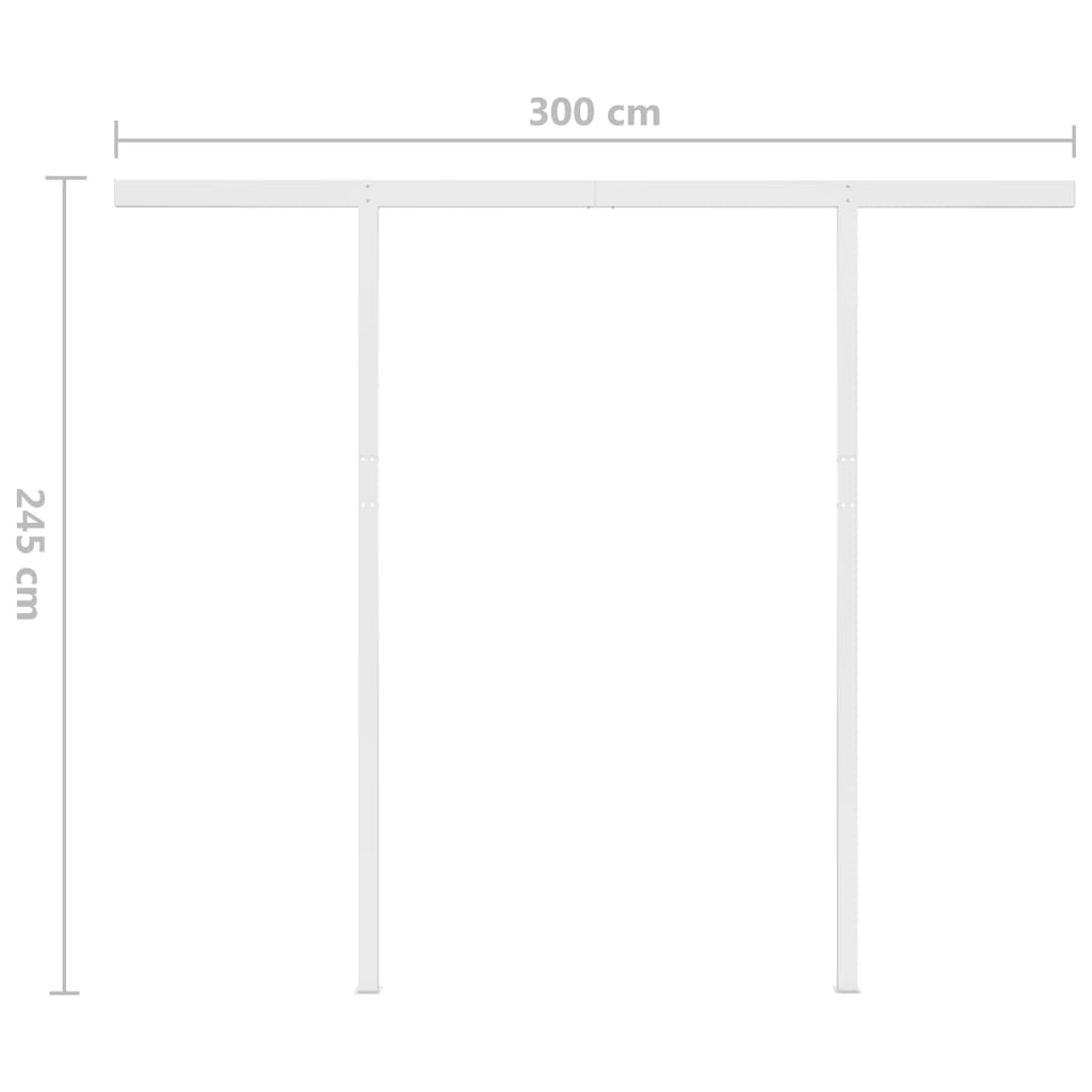 Luifel handmatig uittrekbaar met LED 3x2,5 m geel en wit