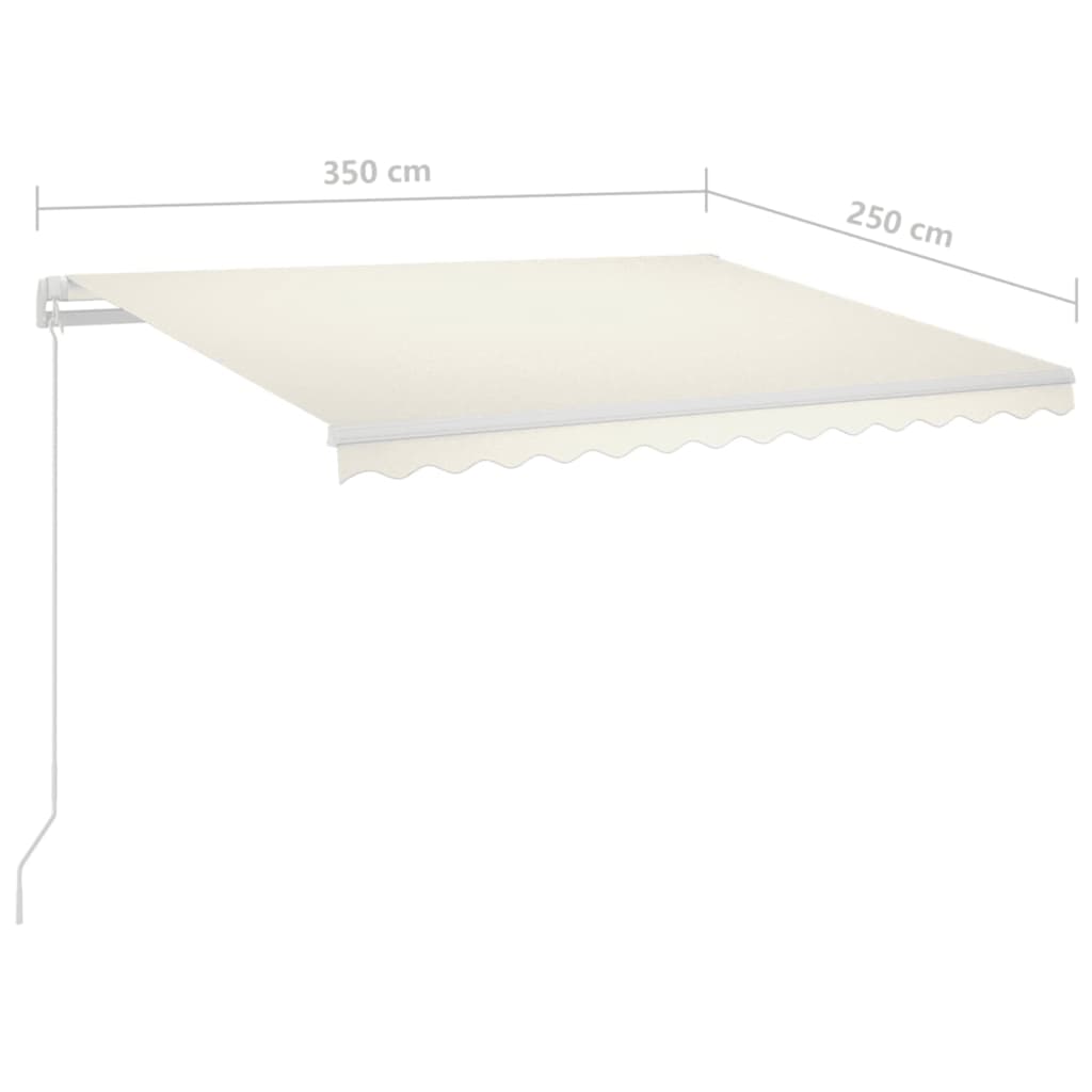 Luifel automatisch met LED en windsensor 3,5x2,5 m crèmekleurig