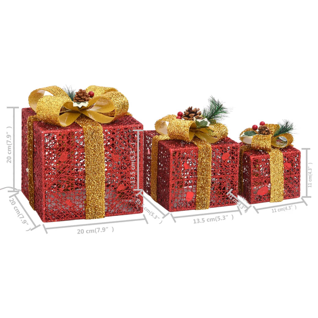 Kerstdecoratie geschenkdozen 3 st binnen/buiten rood is nu te koop bij PeponiXL, paradijselijk wonen!