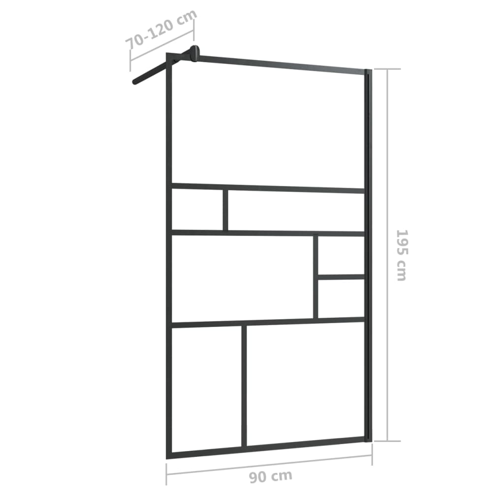 Inloopdouchewand 90x195 cm ESG-glas transparant en zwart is nu te koop bij PeponiXL, paradijselijk wonen!