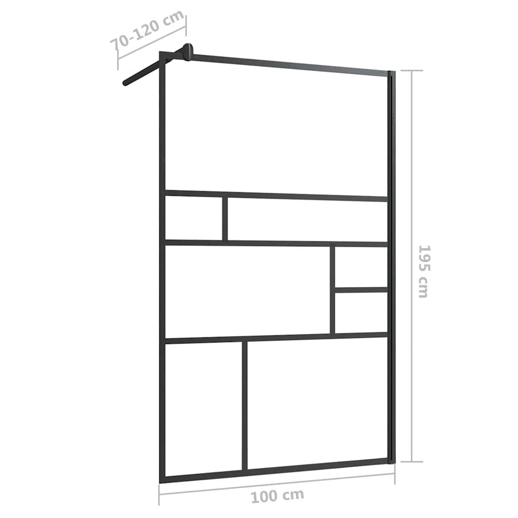 Inloopdouchewand 100x195 cm ESG-glas transparant en zwart is nu te koop bij PeponiXL, paradijselijk wonen!