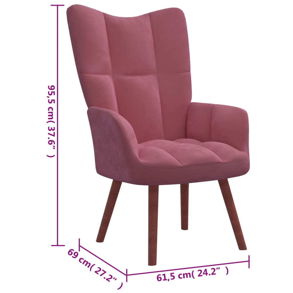 Relaxstoel met voetenbank fluweel roze is nu te koop bij PeponiXL, paradijselijk wonen!