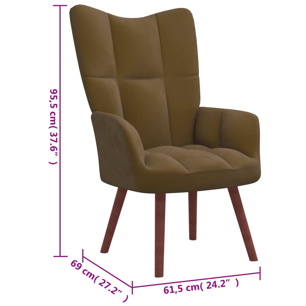 Relaxstoel met voetenbank fluweel bruin is nu te koop bij PeponiXL, paradijselijk wonen!