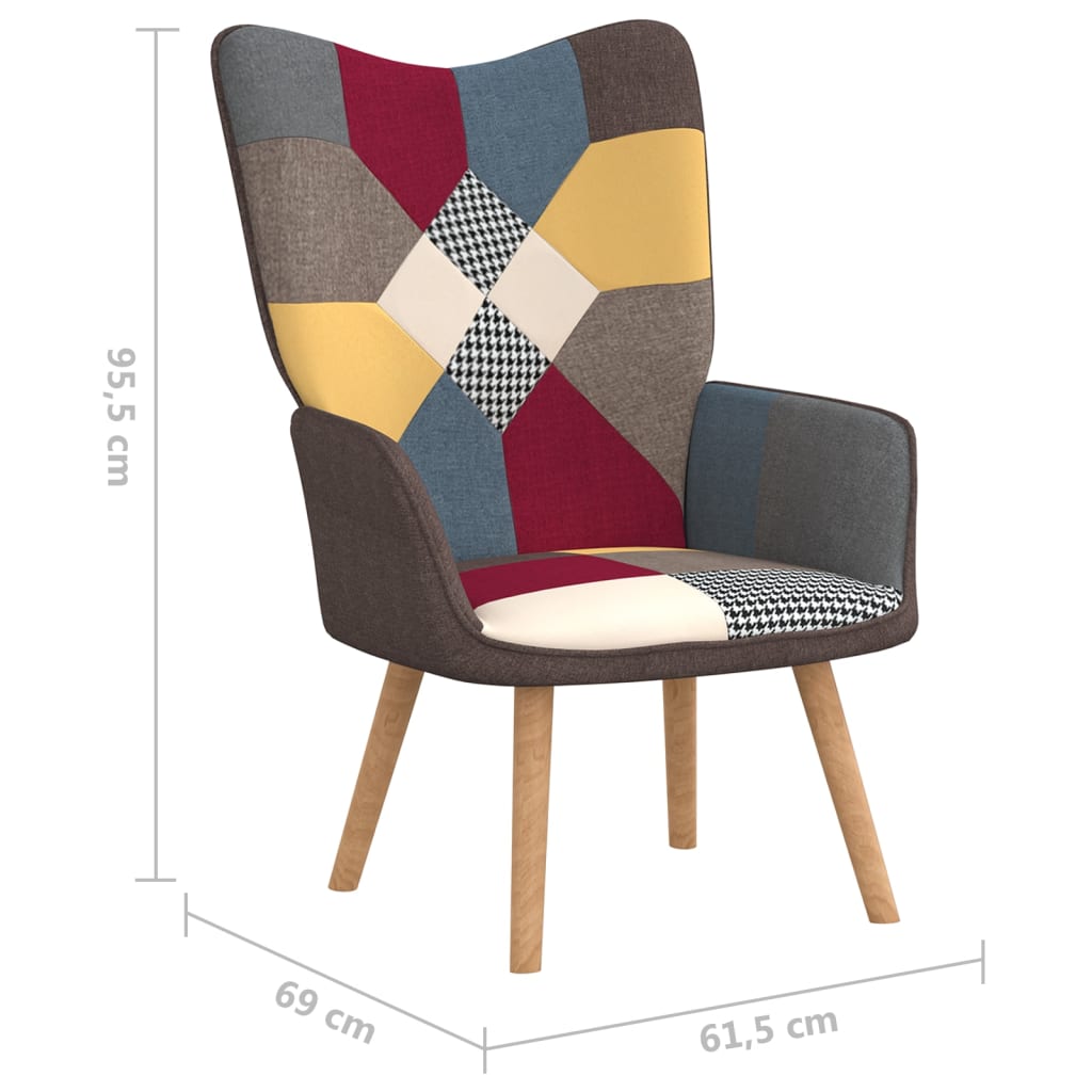 Relaxstoel met voetenbank patchwork stof is nu te koop bij PeponiXL, paradijselijk wonen!
