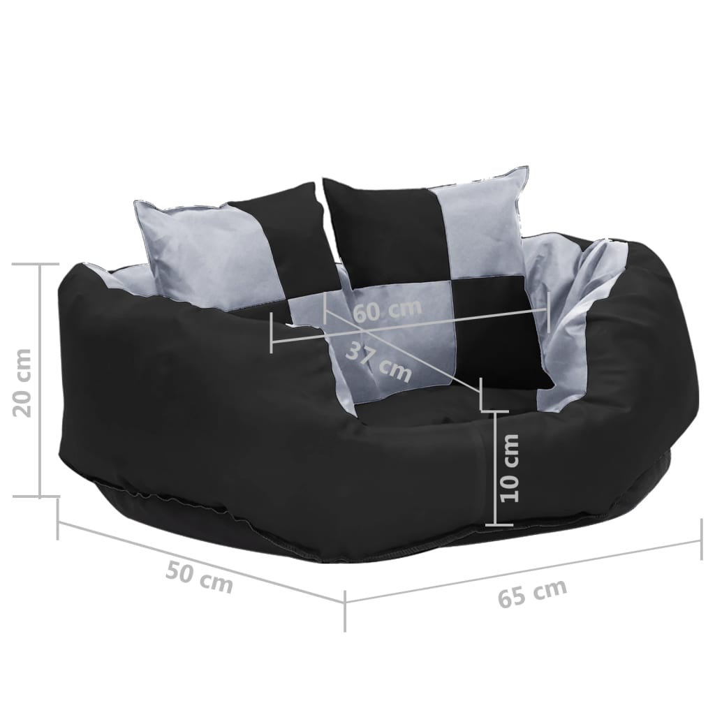 Hondenkussen omkeerbaar en wasbaar 65x50x20 cm grijs en zwart is nu te koop bij PeponiXL, paradijselijk wonen!