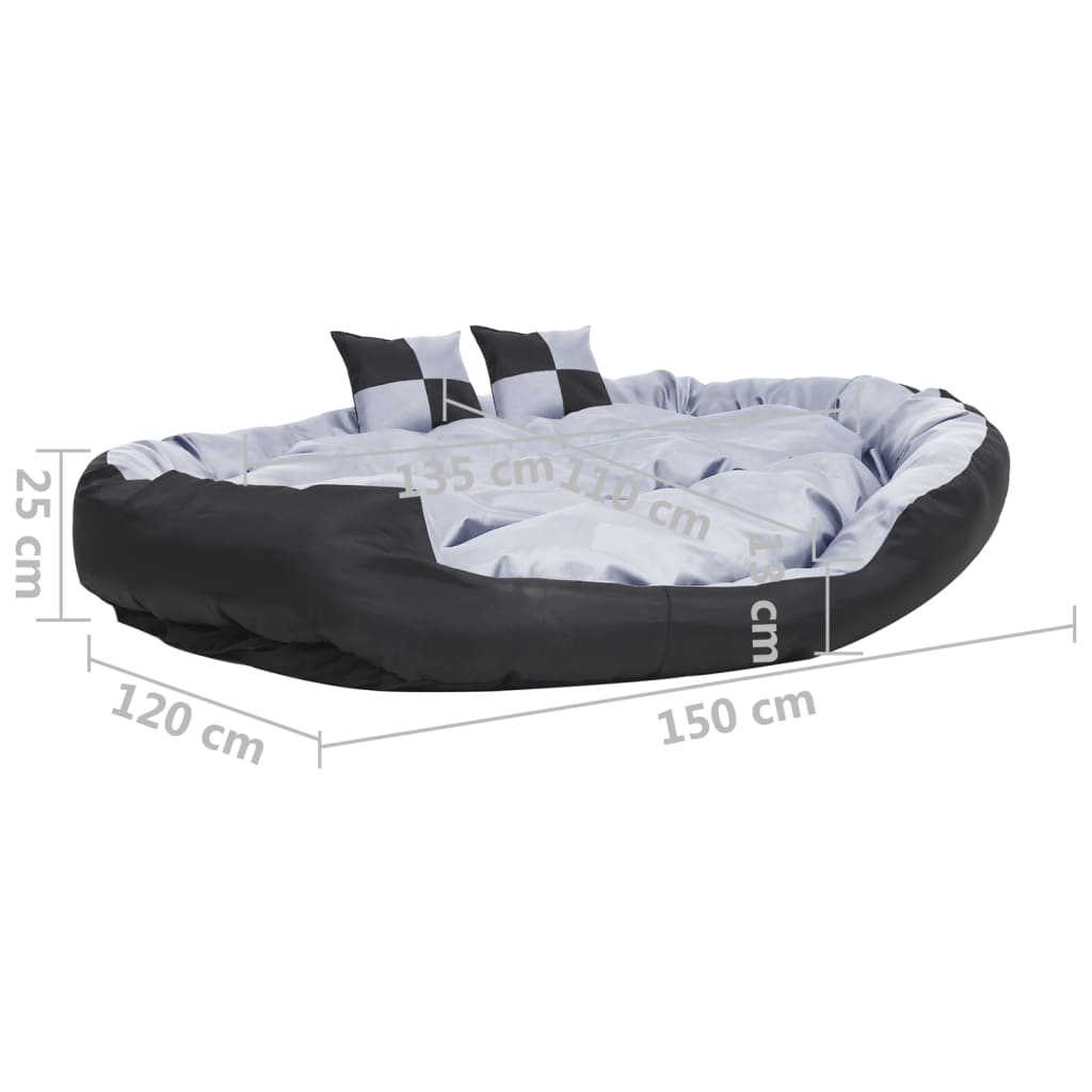 Hondenkussen omkeerbaar en wasbaar 150x120x25 cm grijs en zwart is nu te koop bij PeponiXL, paradijselijk wonen!