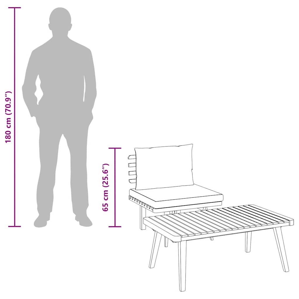 2-delige Loungeset met kussens massief acaciahout is nu te koop bij PeponiXL, paradijselijk wonen!