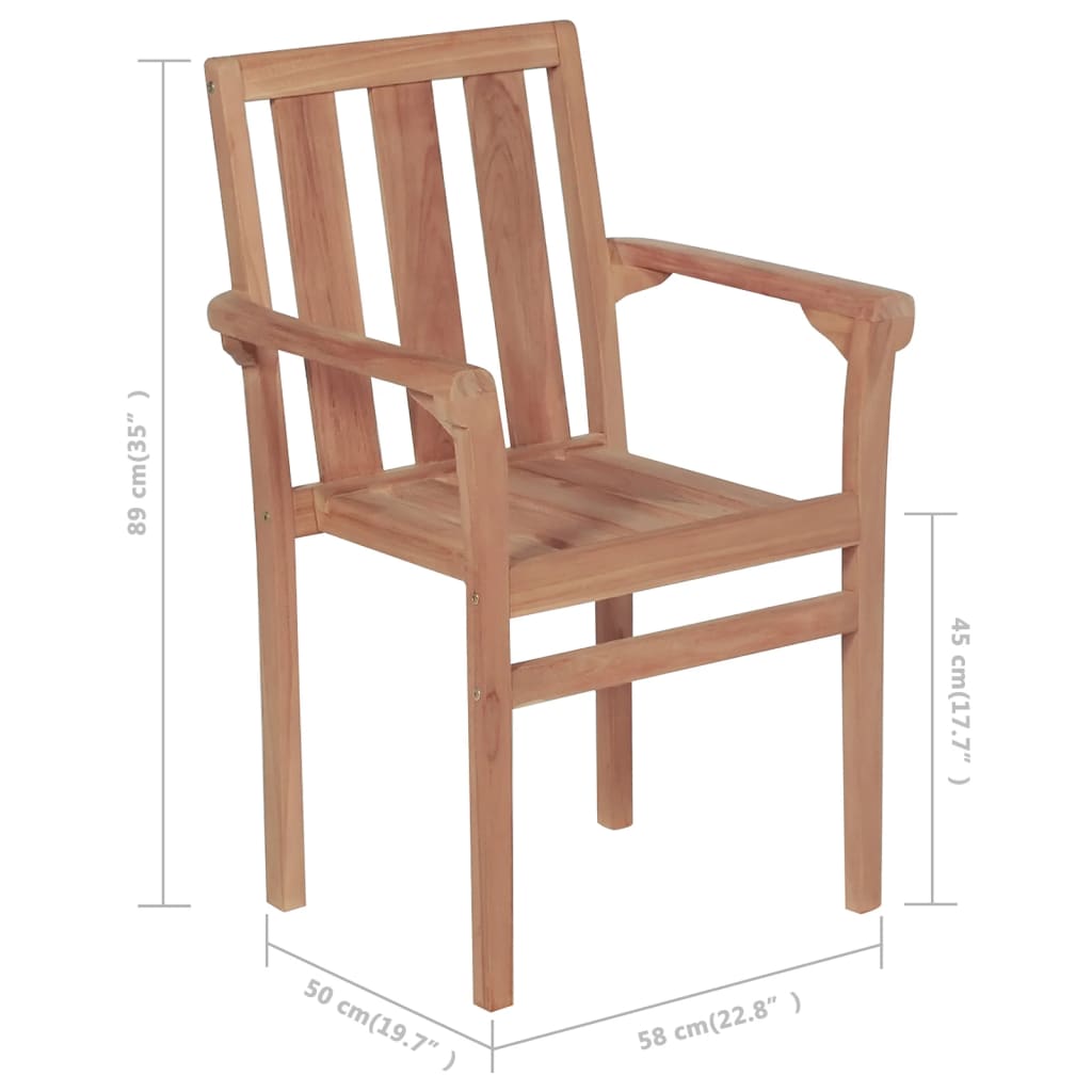 Tuinstoelen 4 st stapelbaar massief teakhout is nu te koop bij PeponiXL, paradijselijk wonen!