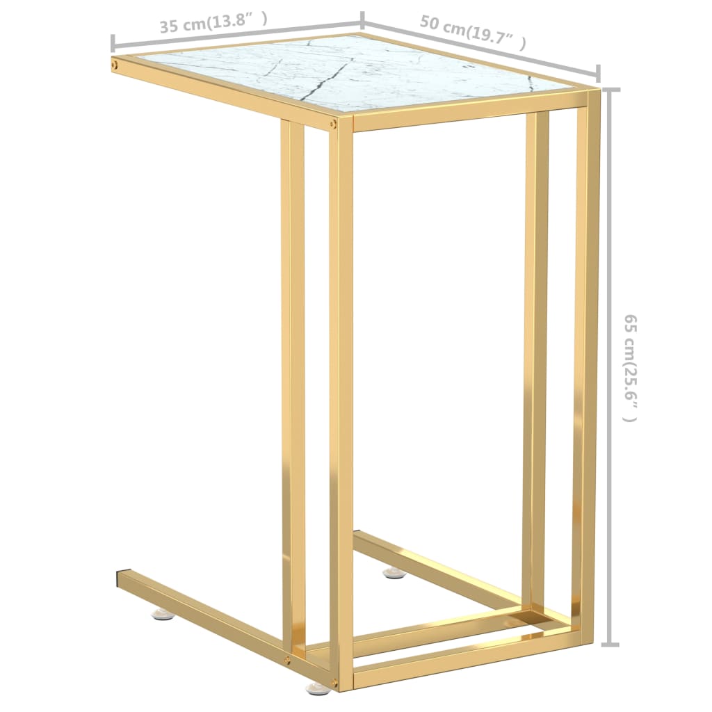 Computer bijzettafel 50x35x65 cm gehard glas witmarmerkleurig is nu te koop bij PeponiXL, paradijselijk wonen!