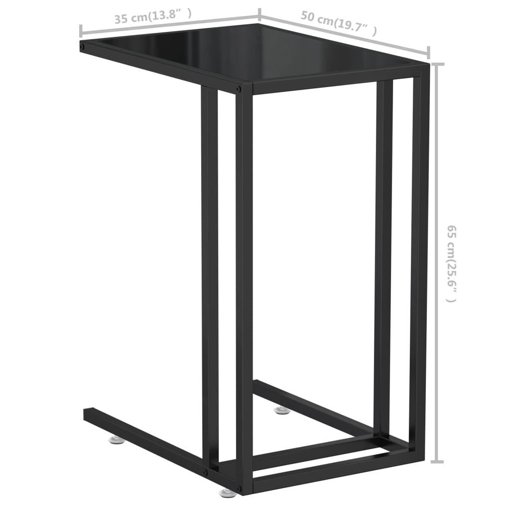 Computer bijzettafel 50x35x65 cm gehard glas zwart is nu te koop bij PeponiXL, paradijselijk wonen!