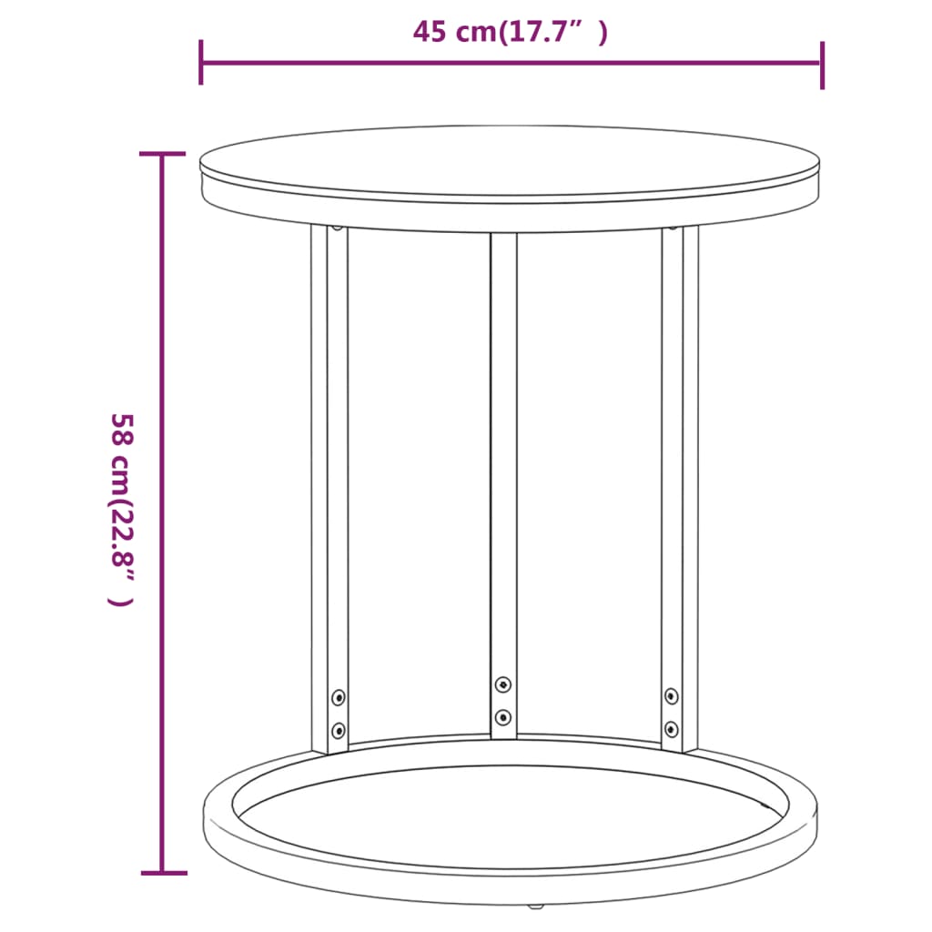 Bijzettafel 45 cm gehard glas goudkleurig en transparant is nu te koop bij PeponiXL, paradijselijk wonen!
