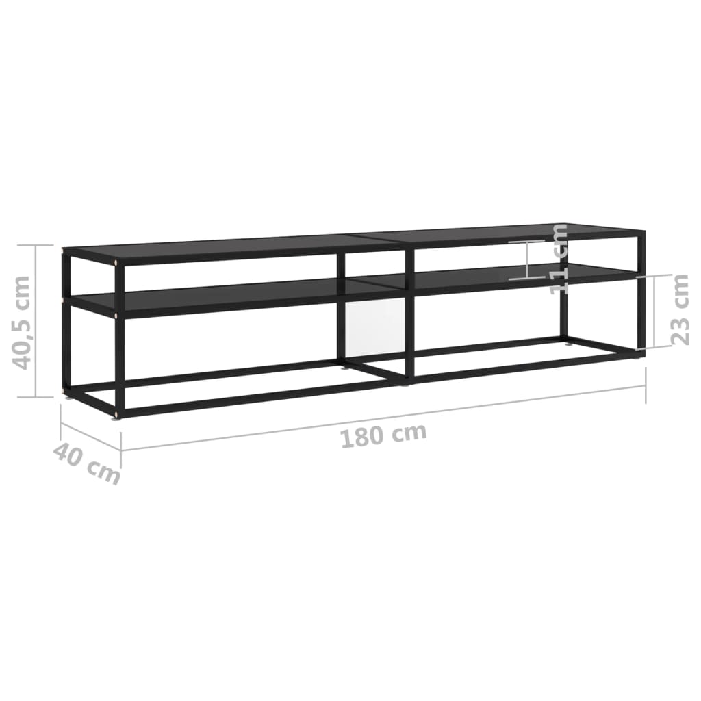 Tv-meubel 180x40x40,5 cm gehard glas zwart is nu te koop bij PeponiXL, paradijselijk wonen!