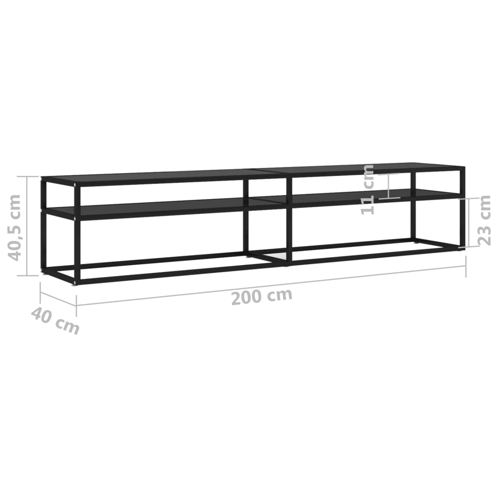Tv-meubel 200x40x40,5 cm gehard glas zwart is nu te koop bij PeponiXL, paradijselijk wonen!