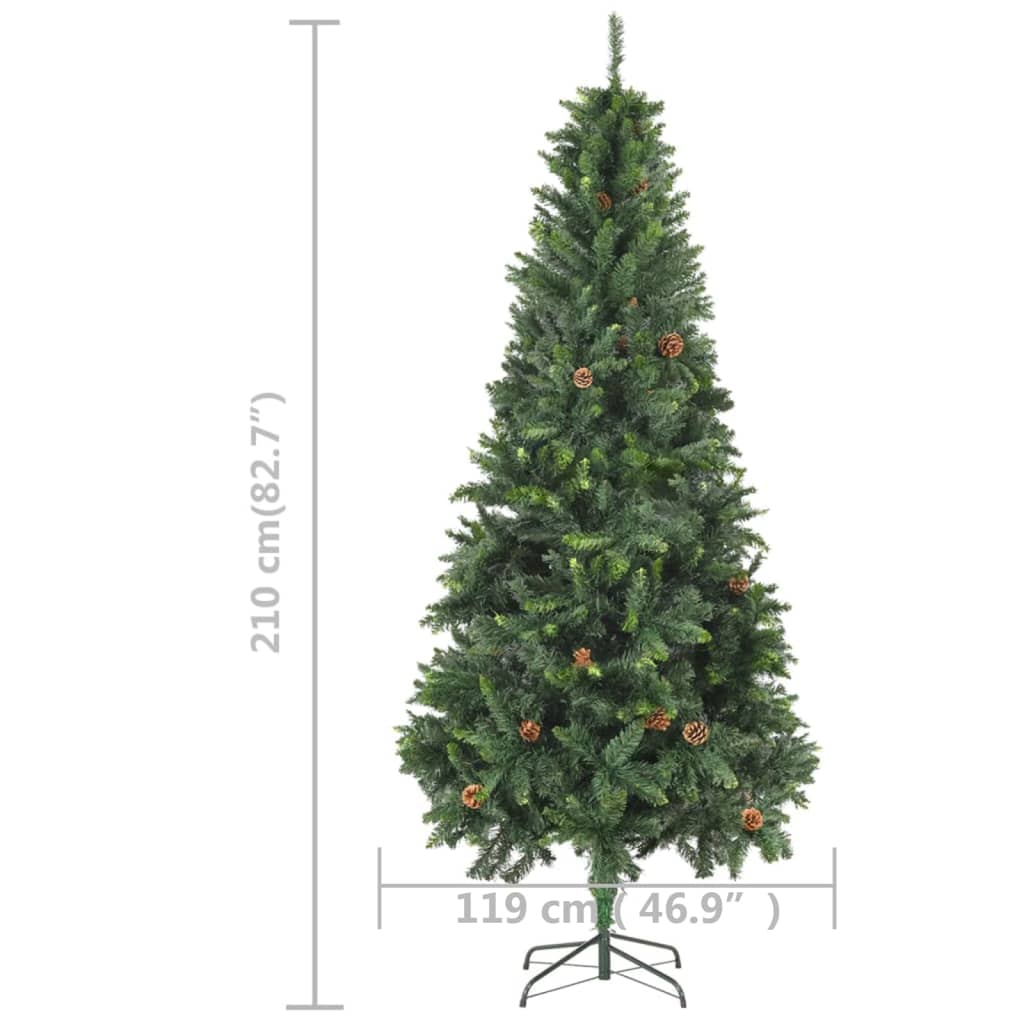 Kunstkerstboom met verlichting en dennenappels 210 cm groen is nu te koop bij PeponiXL, paradijselijk wonen!