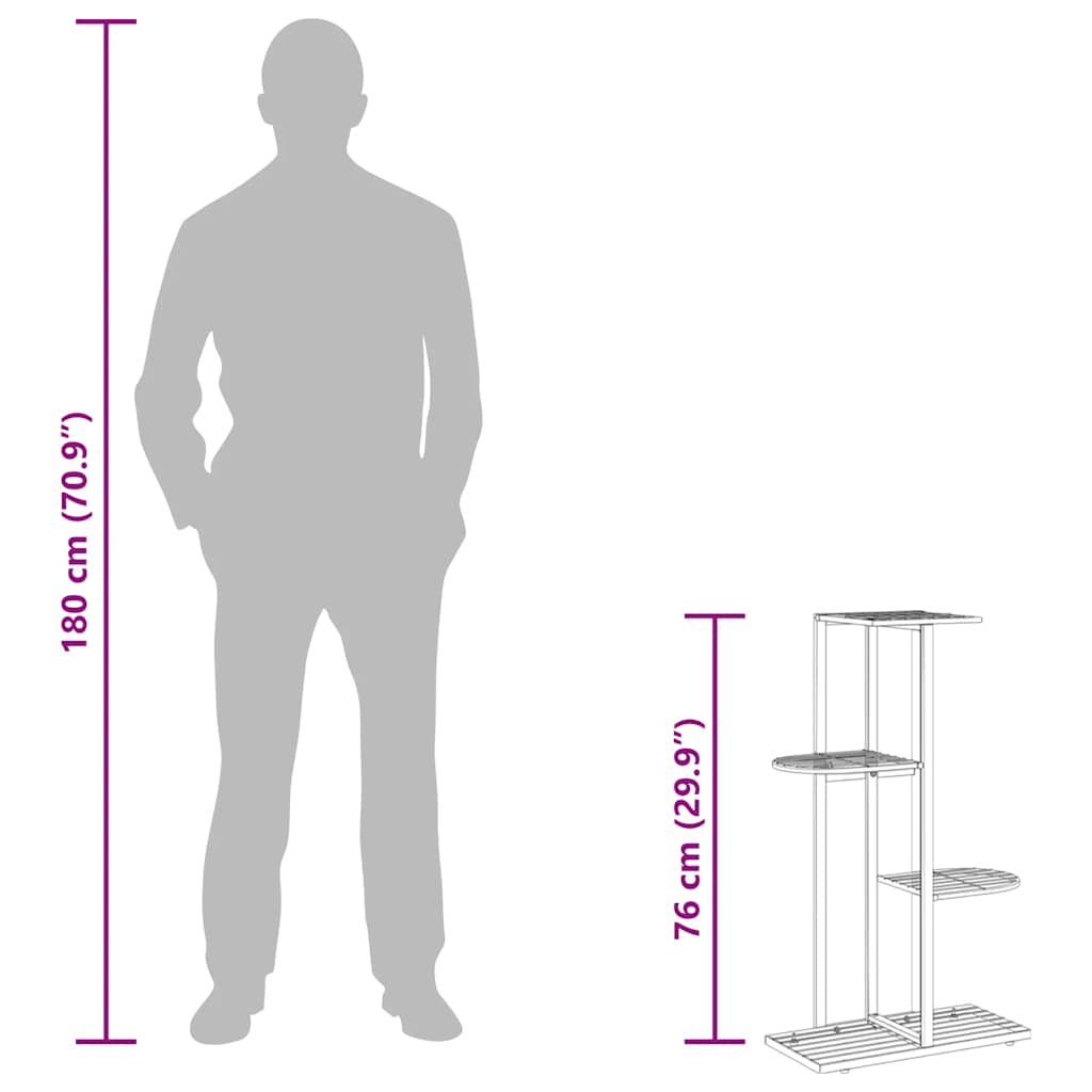 Bloemenstandaard met 4 lagen 43x22x76 cm metaal zwart is nu te koop bij PeponiXL, paradijselijk wonen!