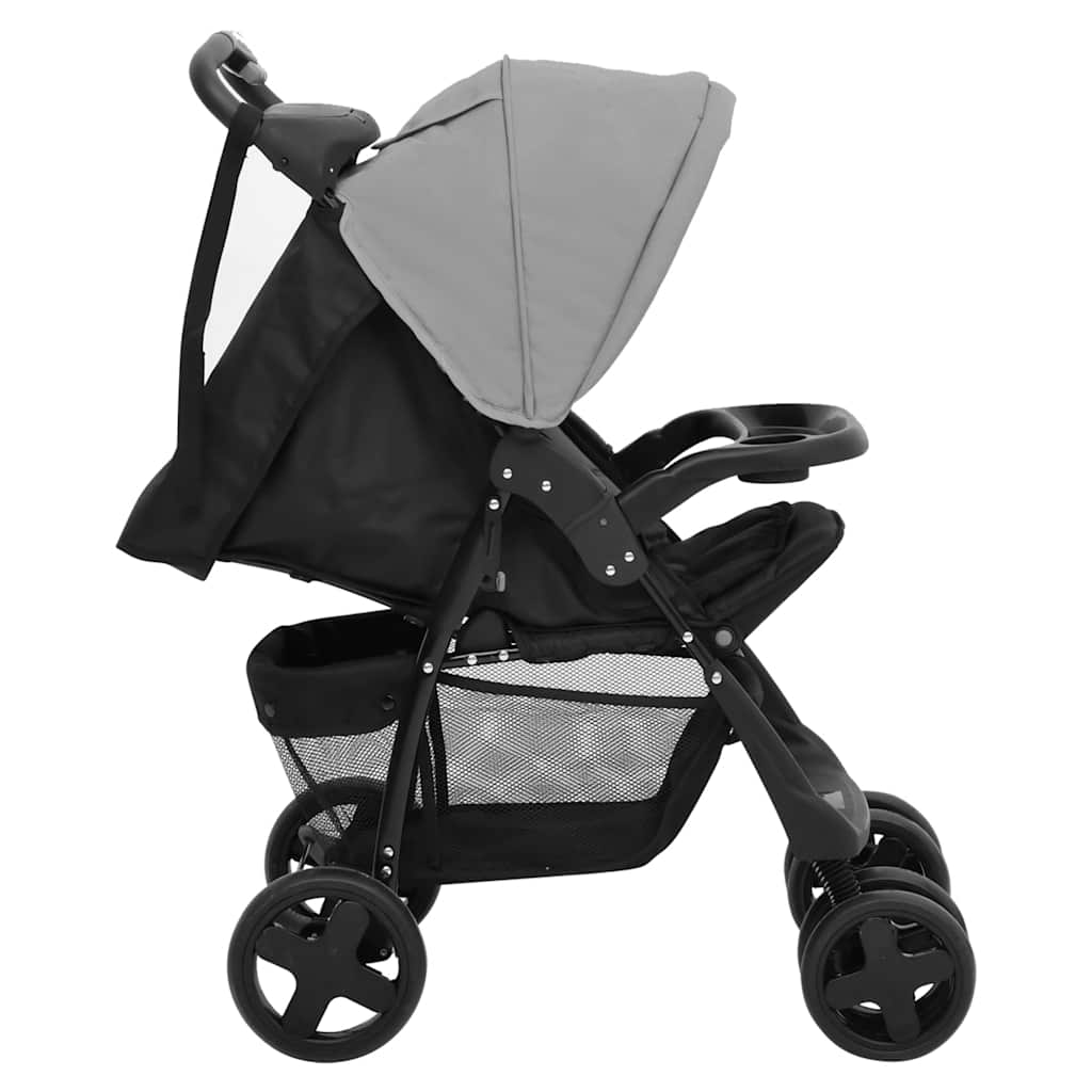 Kinderwagen 3-in-1 staal lichtgrijs en zwart is nu te koop bij PeponiXL, paradijselijk wonen!