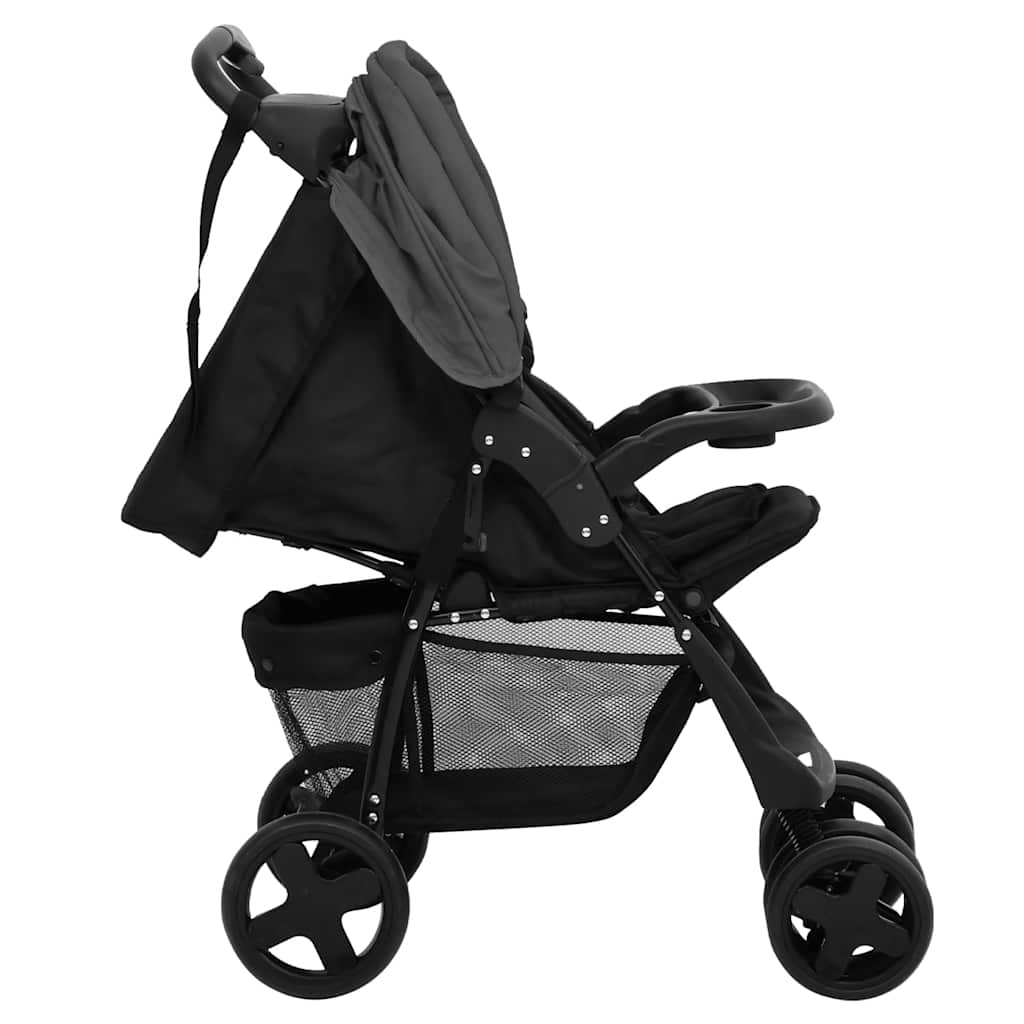 Kinderwagen 3-in-1 staal donkergrijs en zwart is nu te koop bij PeponiXL, paradijselijk wonen!