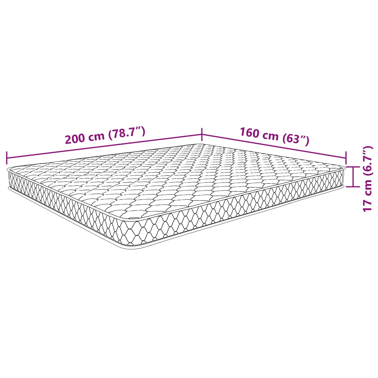 Matras vidaXL Matras Zacht Wit Wit 200 x 160 x 17 cm PU Schuim is nu te koop bij PeponiXL, paradijselijk wonen!