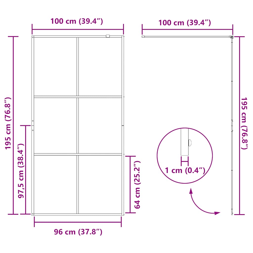 Inloopdouchewand 100x195 cm ESG-glas transparant en zwart is nu te koop bij PeponiXL, paradijselijk wonen!