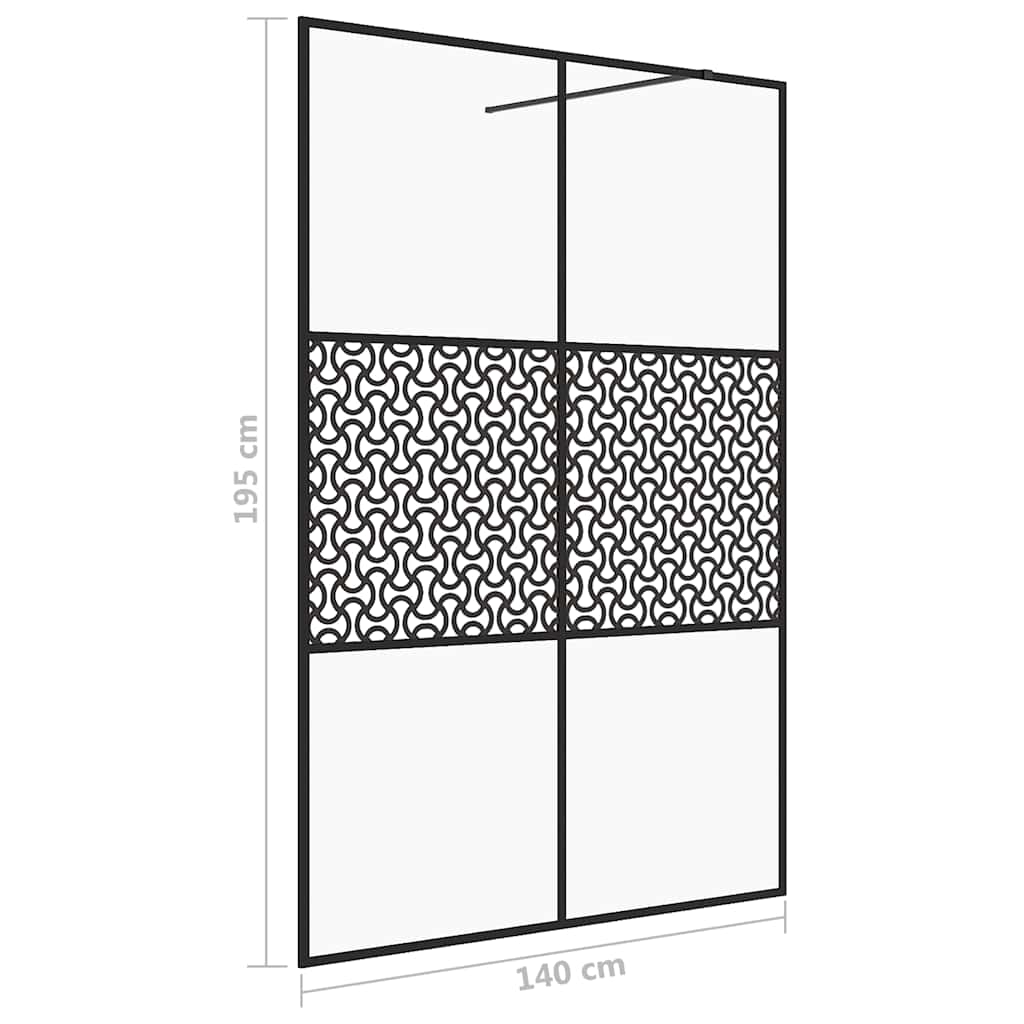Inloopdouchewand 140x195 cm ESG-glas transparant en zwart is nu te koop bij PeponiXL, paradijselijk wonen!