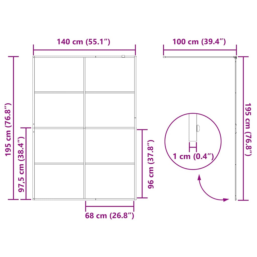 Inloopdouchewand 140x195 cm ESG-glas transparant en zwart is nu te koop bij PeponiXL, paradijselijk wonen!