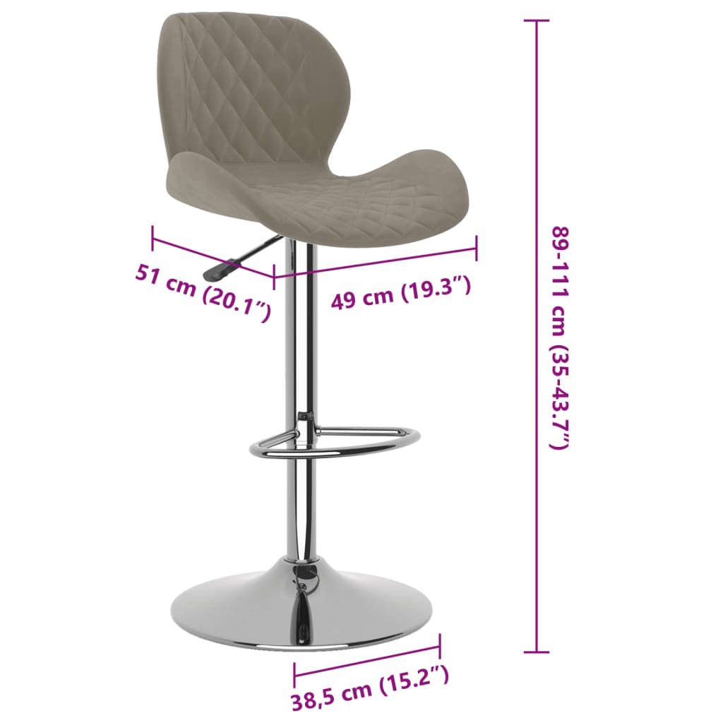 Barkrukken 2 st fluweel lichtgrijs is nu te koop bij PeponiXL, paradijselijk wonen!