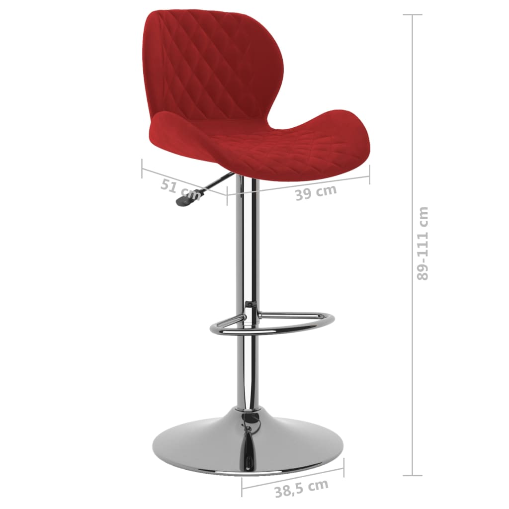 Barkrukken 2 st fluweel wijnrood is nu te koop bij PeponiXL, paradijselijk wonen!