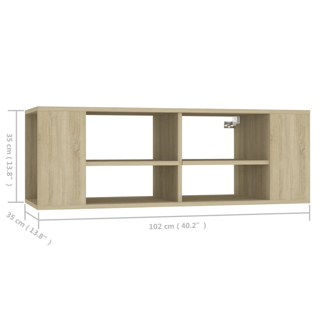Tv-wandmeubel 102x35x35 cm bewerkt hout sonoma eikenkleurig is nu te koop bij PeponiXL, paradijselijk wonen!