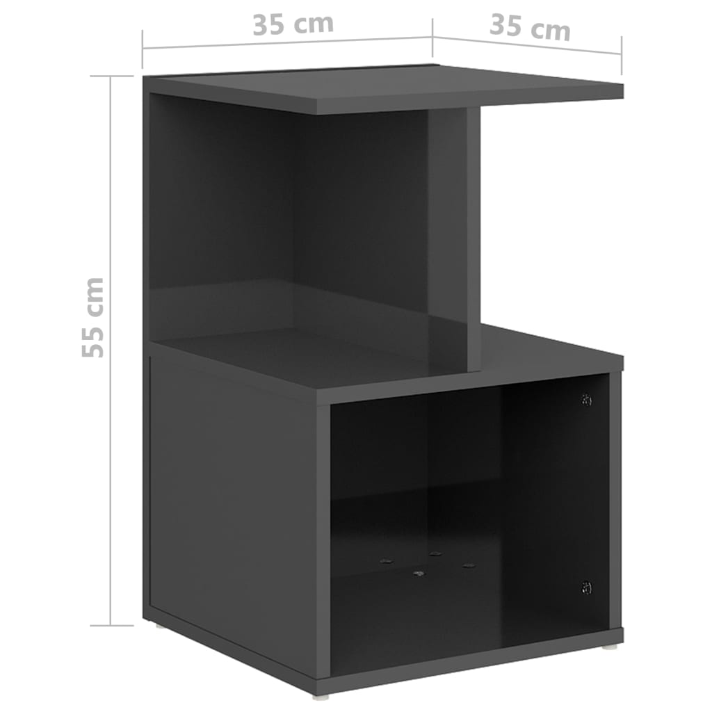 Nachtkastje 35x35x55 cm bewerkt hout hoogglans grijs is nu te koop bij PeponiXL, paradijselijk wonen!