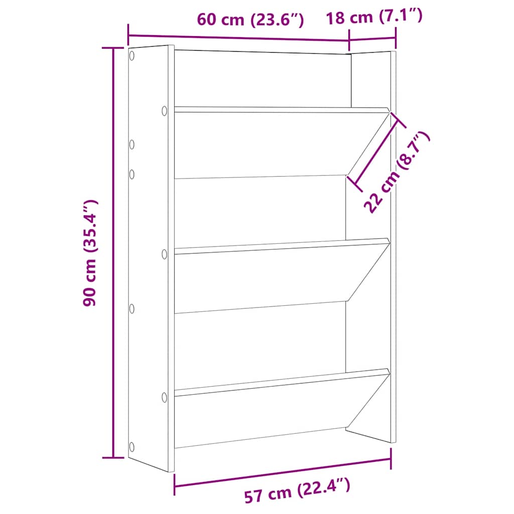 Wandschoenenkasten 2 st 60x18x90 cm spaanplaat sonoma eiken is nu te koop bij PeponiXL, paradijselijk wonen!