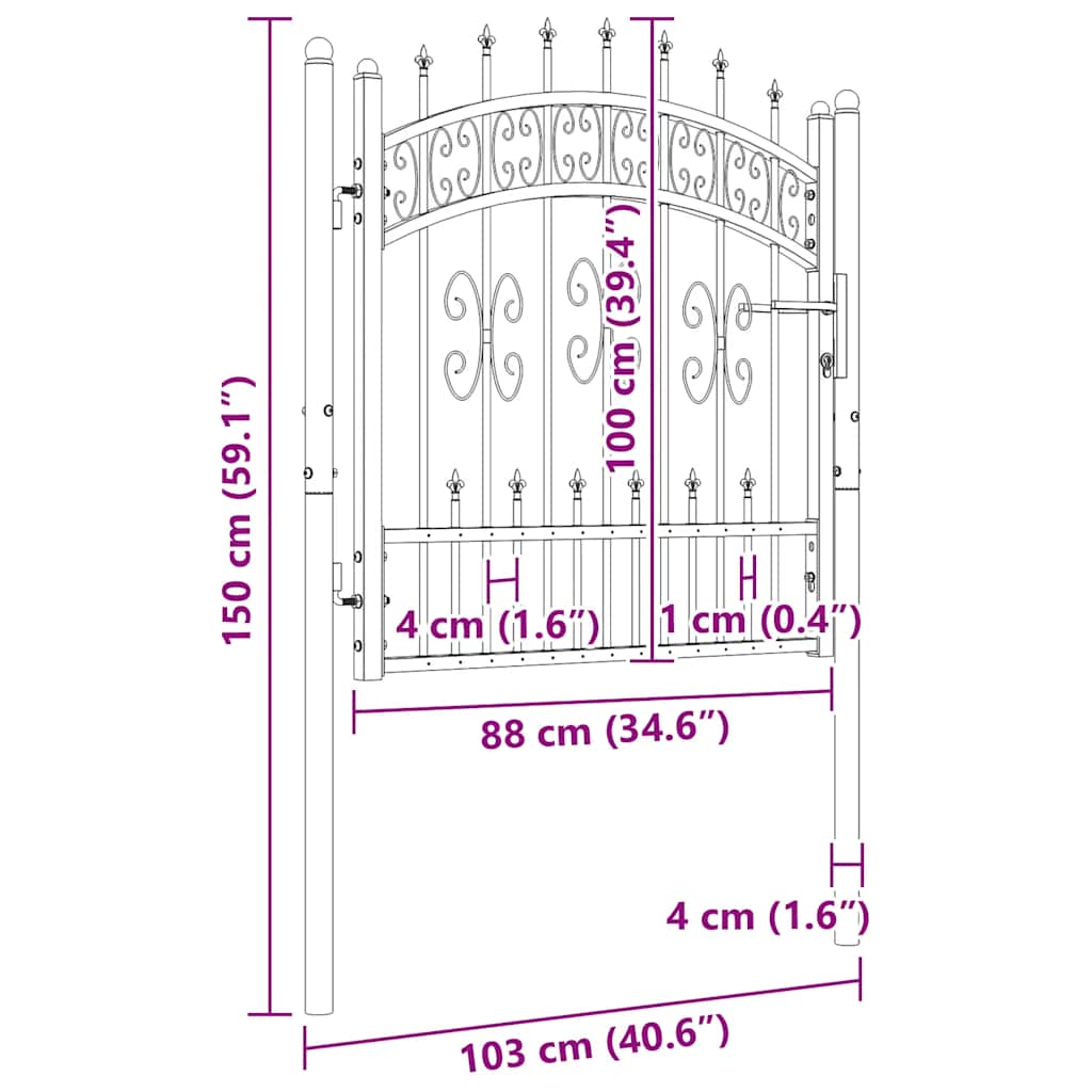 Hekpoort KAMPEN met speerpunt zwart 103x100 cm staal is nu te koop bij PeponiXL, paradijselijk wonen!