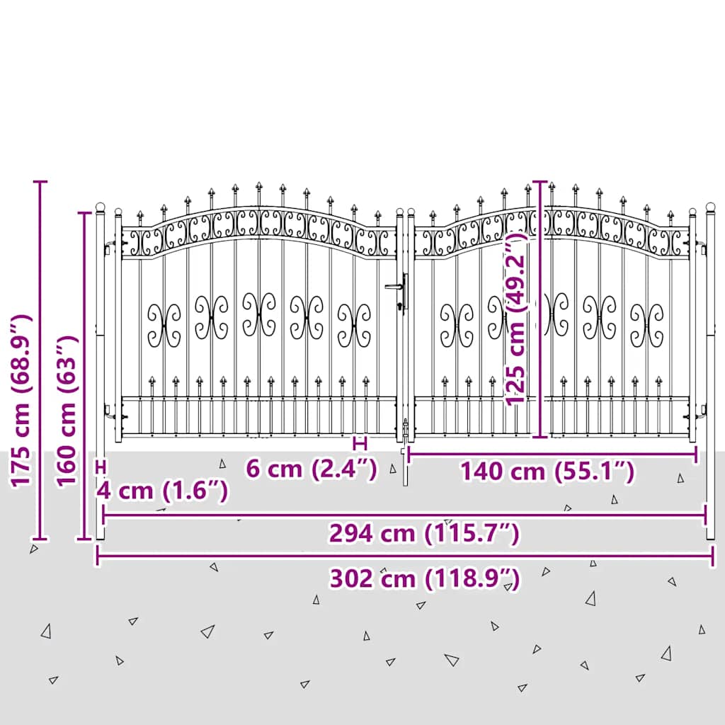 Hekpoort KAMPEN met speerpunt zwart 302x125 cm staal is nu te koop bij PeponiXL, paradijselijk wonen!