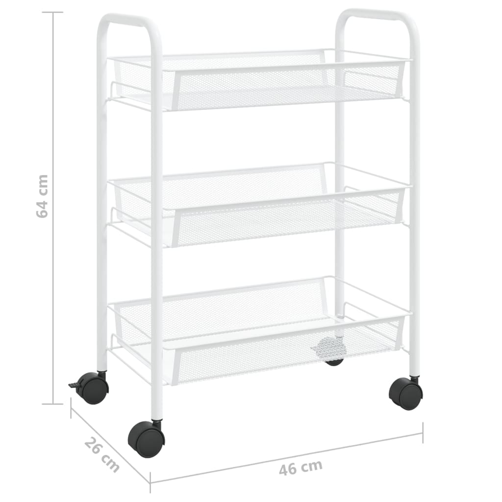 Keukentrolley 3-laags 46x26x54 cm ijzer wit is nu te koop bij PeponiXL, paradijselijk wonen!