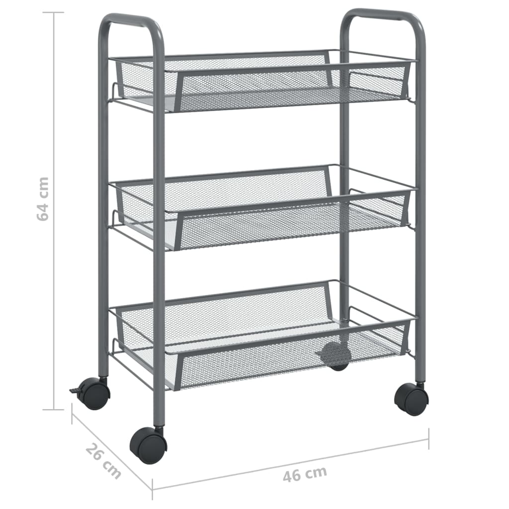 Keukentrolley 3-laags 46x26x54 cm ijzer grijs is nu te koop bij PeponiXL, paradijselijk wonen!