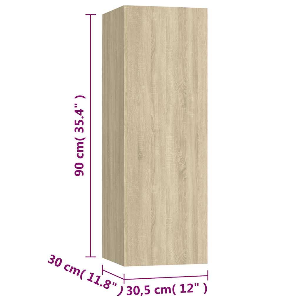 3-delige Tv-meubelset bewerkt hout sonoma eikenkleurig is nu te koop bij PeponiXL, paradijselijk wonen!