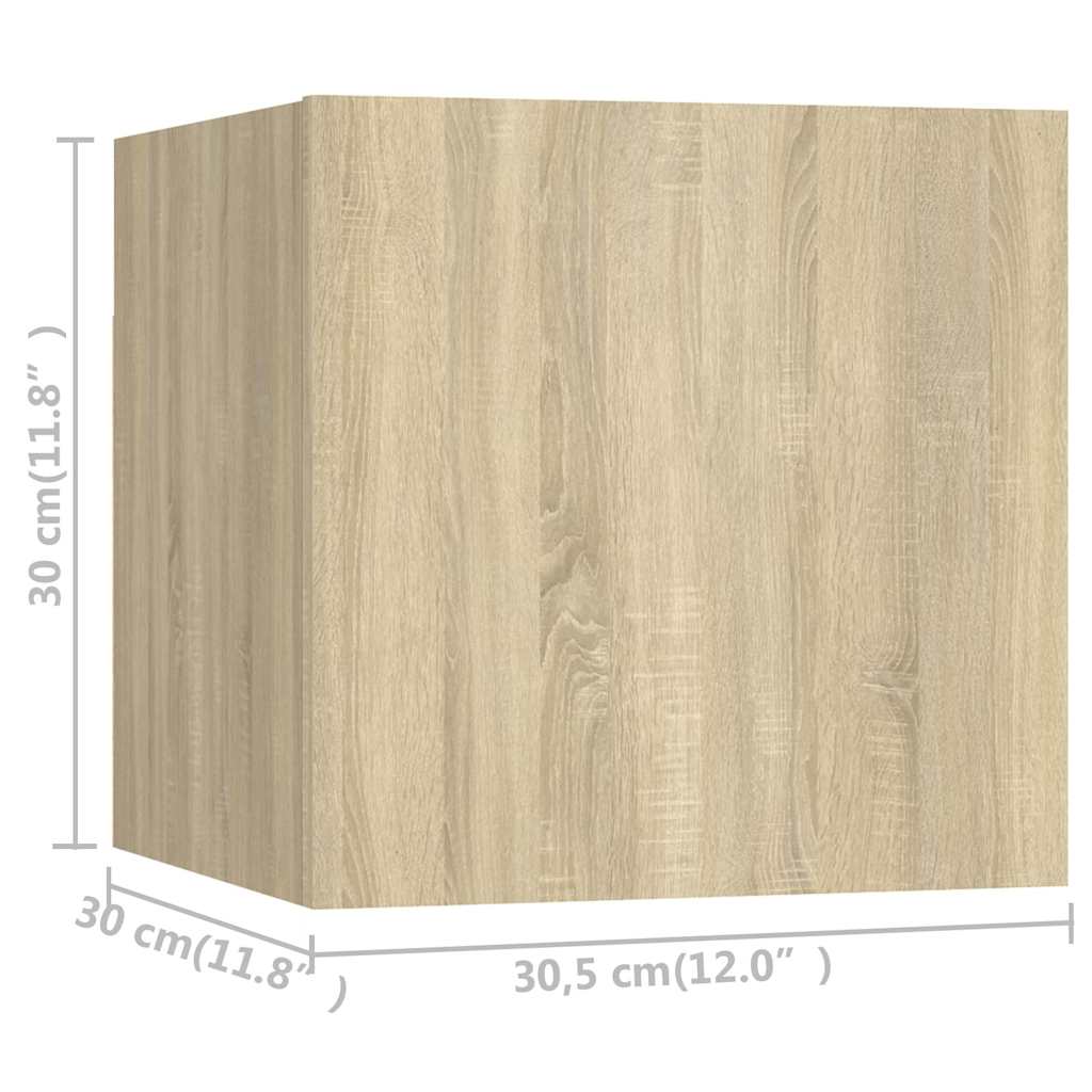 Tv-wandmeubelen 8 st 30,5x30x30 cm sonoma eikenkleurig is nu te koop bij PeponiXL, paradijselijk wonen!